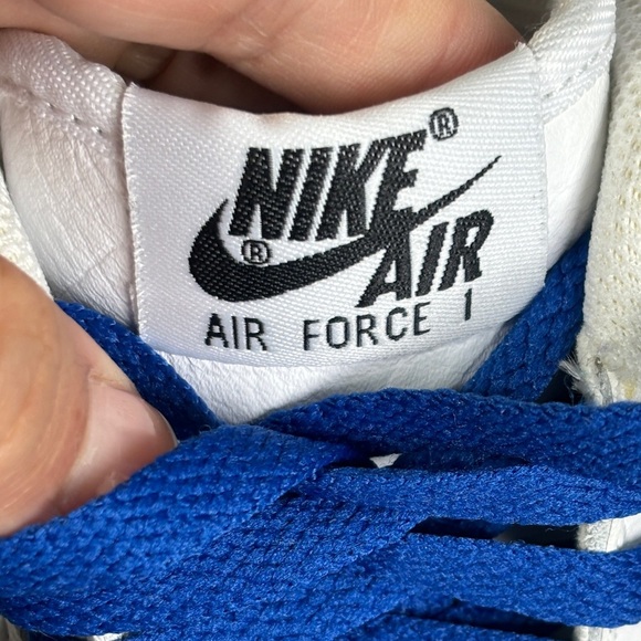 Nike Air Force 1 Low Leather White Blue Lace Up Sneakers Men\'s Athletic main image 8